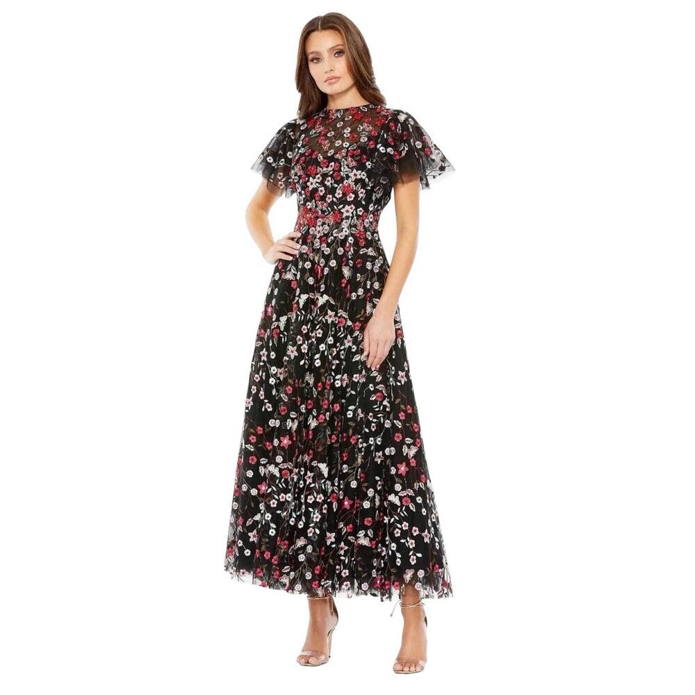 Mac Duggal 20323 Black Multi Embroidered Rhinestone Gown Size 6 $698